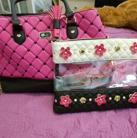 Betsey Johnson Purse/Makeup Bag Combo - Picture 1 of 3